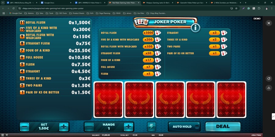 Red Rake Gaming Joker Poker screenshot es