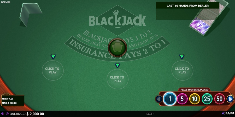Wizard Games Blackjack screenshot ru
