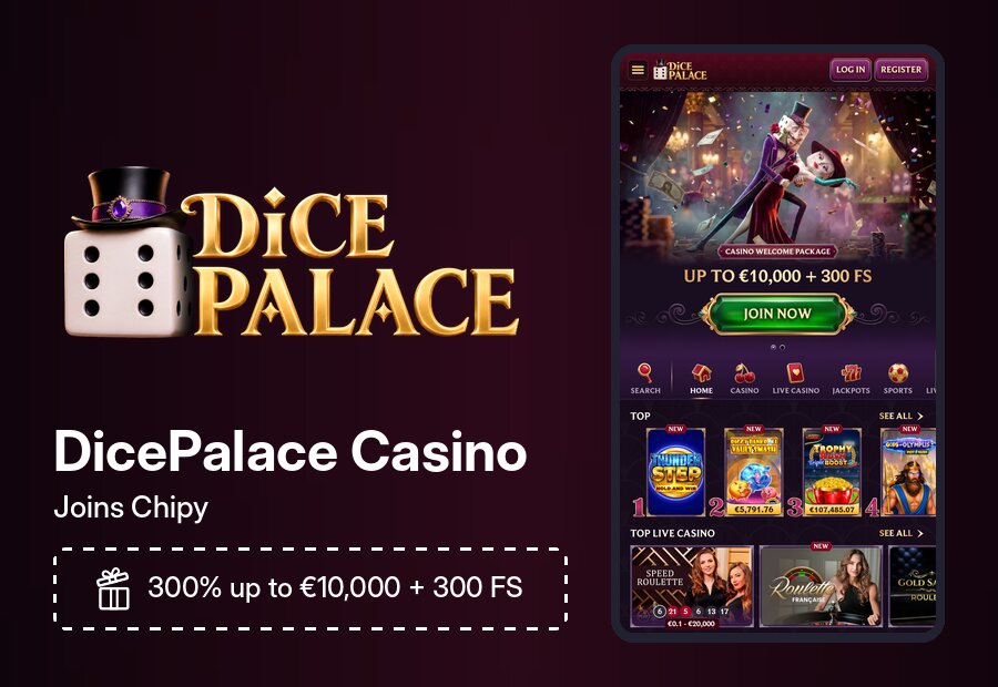 DicePalace Joins Chipy: A Coin Shop, a Wheel, and a €10,000 Welcome image