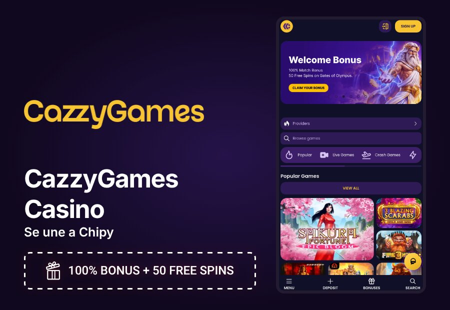 CazzyGames Casino Se Une a Chipy: Misiones y 50 Giros Gratis en Gates of Olympus image