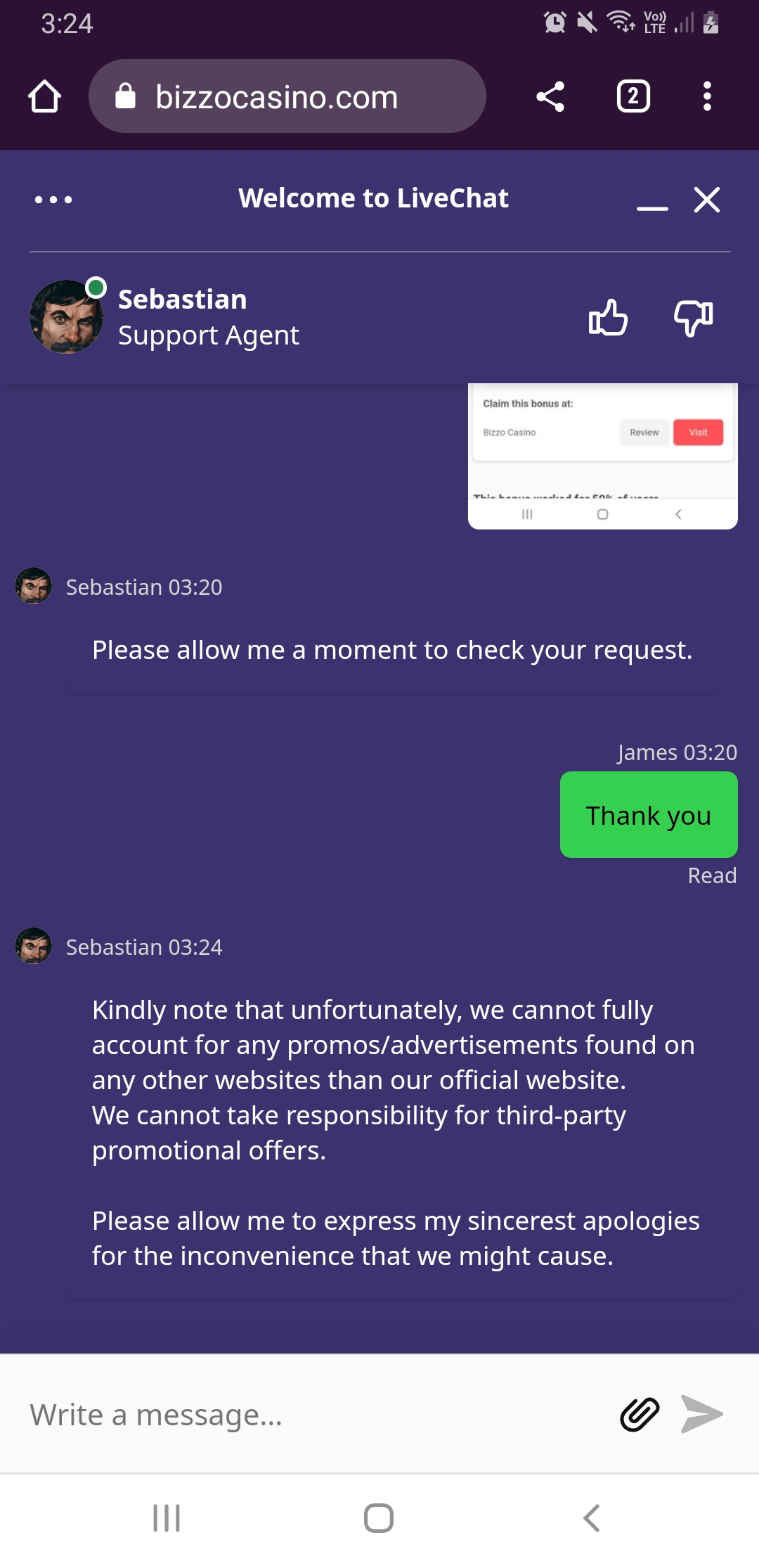 Bizzo Casino Zahlung