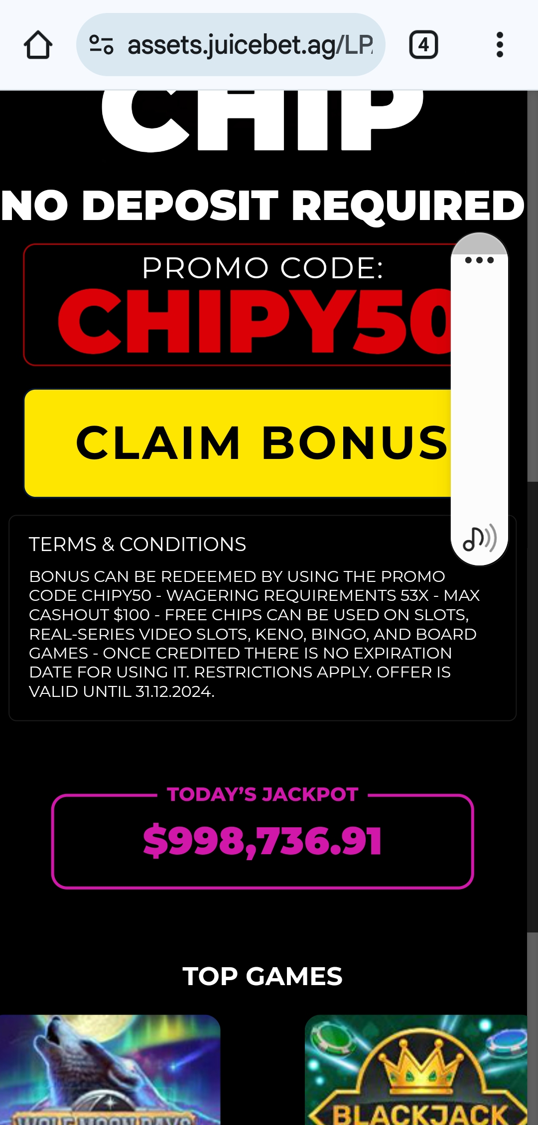 Visual van Justbit Casino