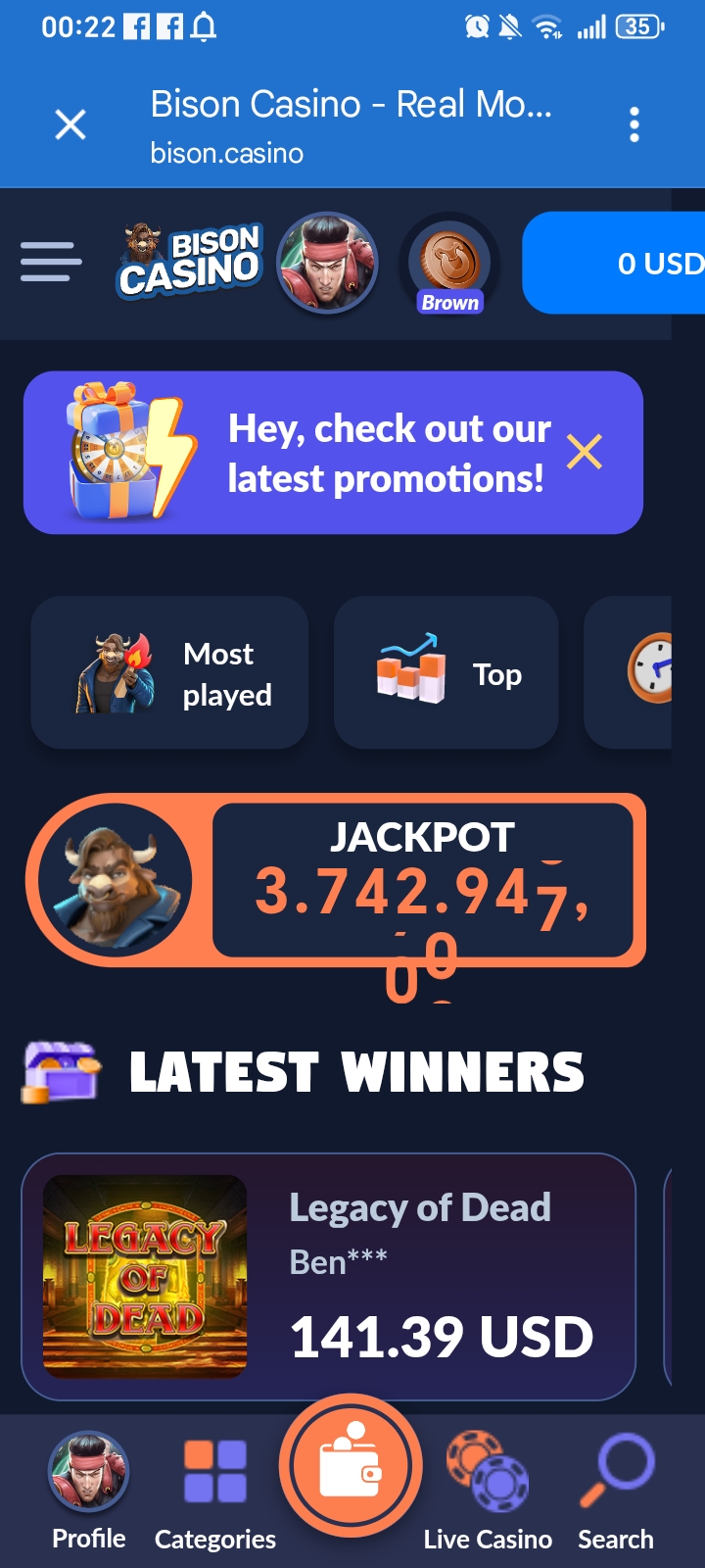 Bison casino app