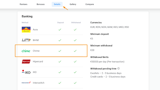 Chime payment method 
