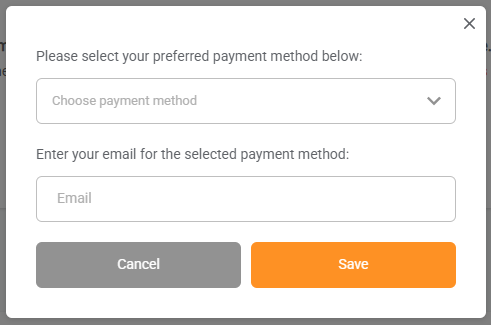 Ventana emergente del método de pago Chipy