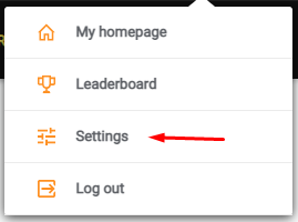 Menú desplegable del botón de configuración de Chipy