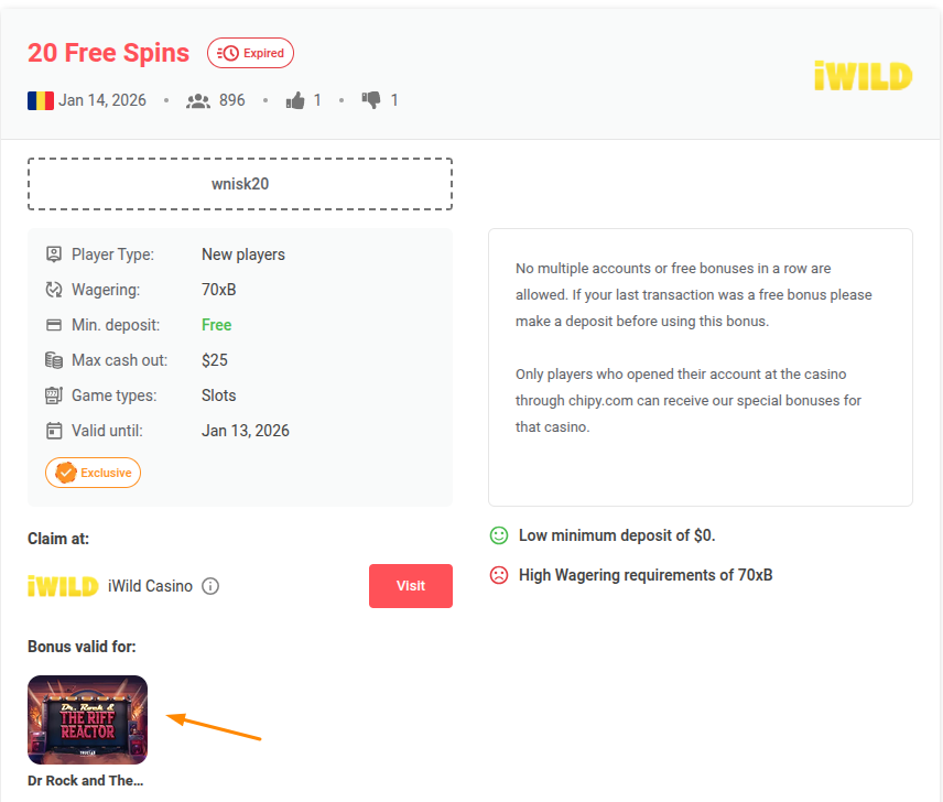 Iwild Casino Bonus Game Validity