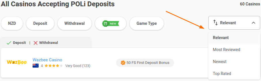 POLi casinos deposits