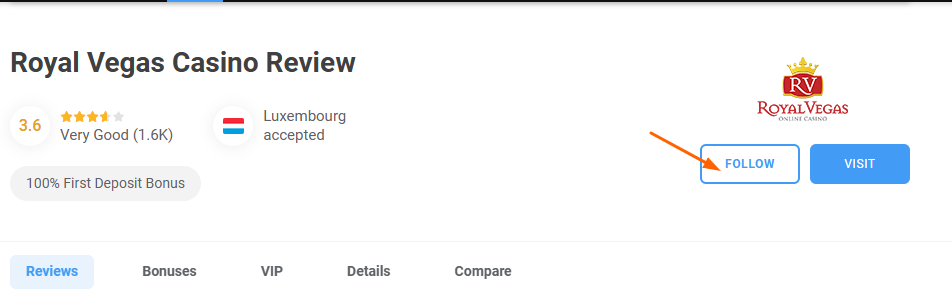 Royal Vegas Follow
