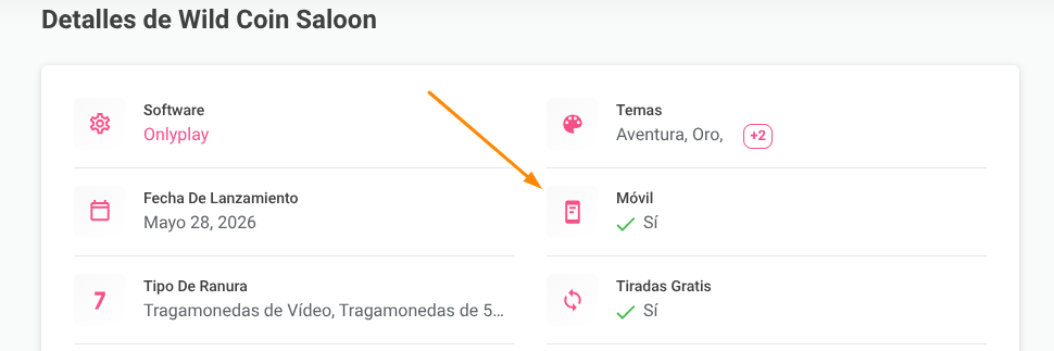 wild coin saloon detalle del juego
