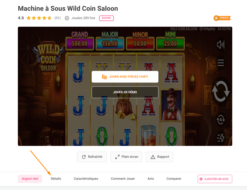 wild coin saloon section des détails fr