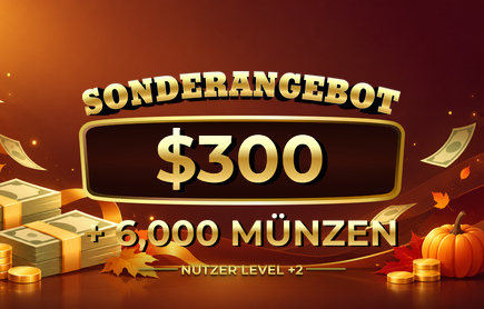 Oktober 2026 Verlosung: 300 $ Echtes Geld + 6.000 Münzen