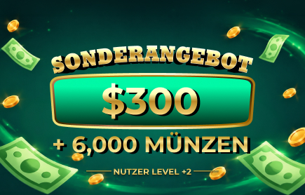 September 2026 Verlosung: 300 $ Echtes Geld + 6.000 Münzen