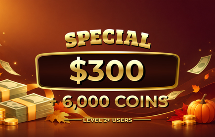 Oct 2026 Real Cash $300 + 6,000 Coins Raffle