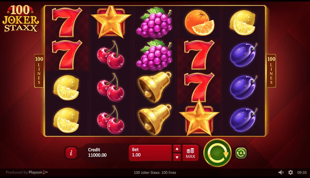 100 joker staxx slot game reels