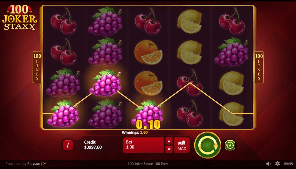 100 joker staxx reels with win