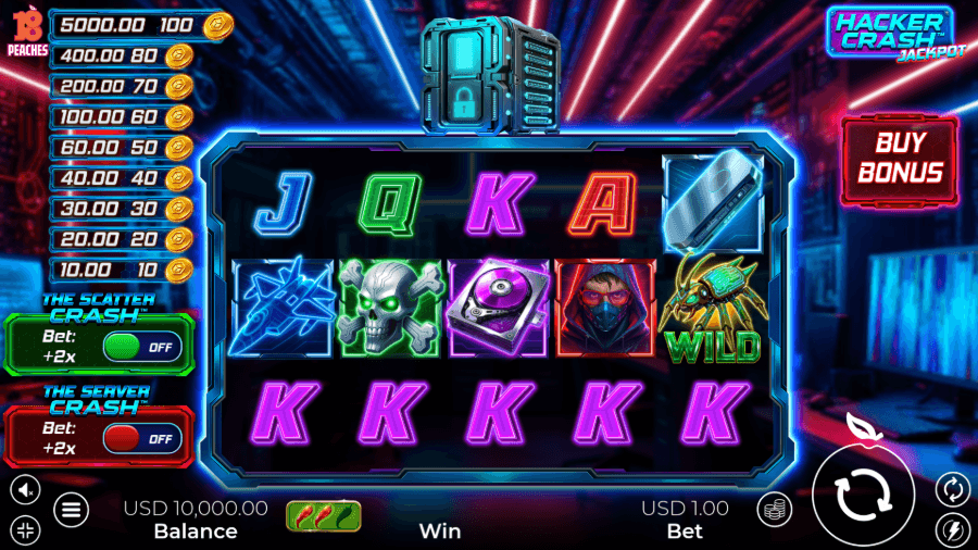 Screenshot della slot Hacker Crash Jackpot