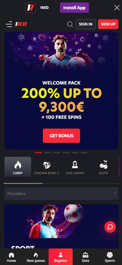 1red casino homepage