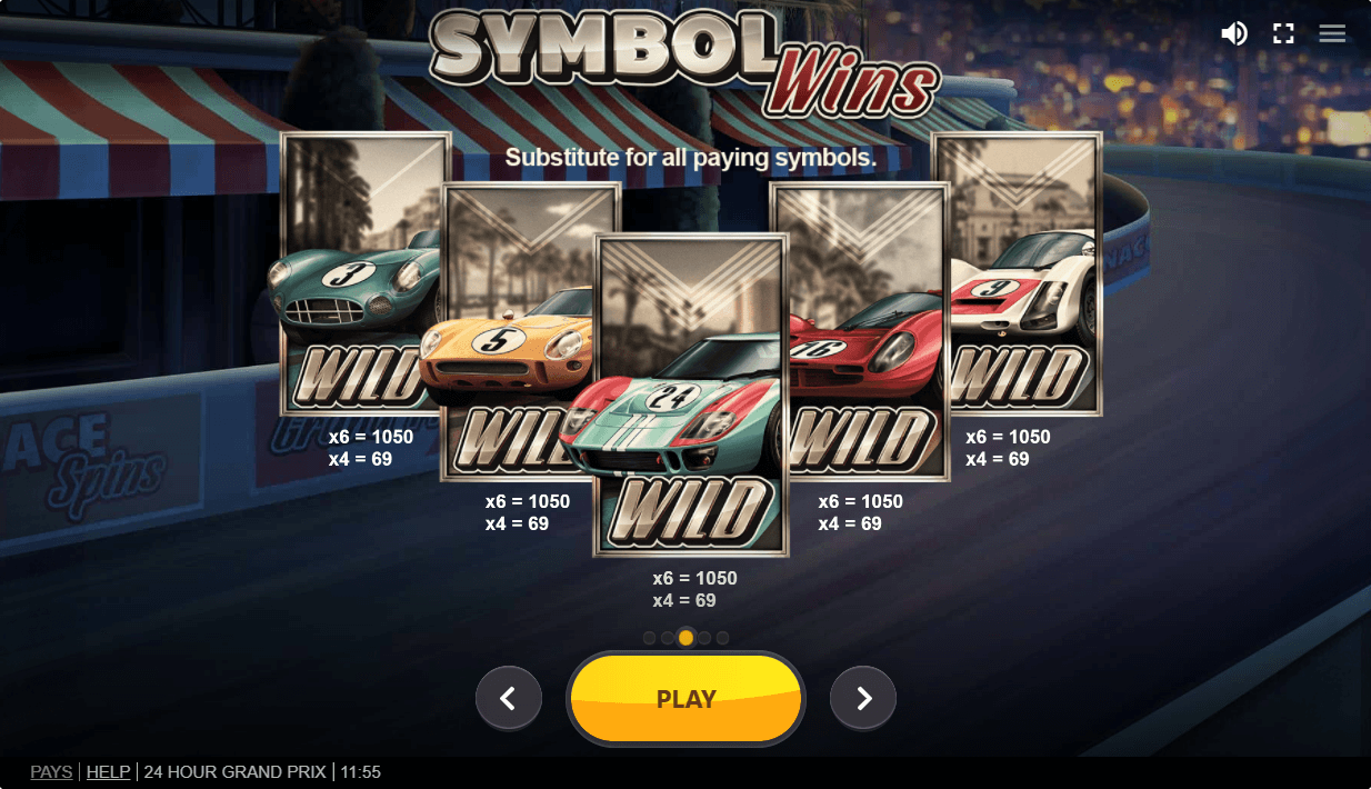 24 Hour Grand Prix Online Slot Game Paytable