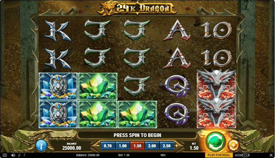 24k Dragon online slot game reels