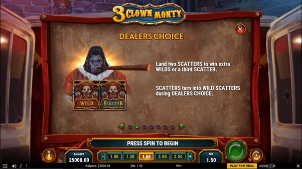 3 Clown Monty paytable