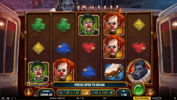 3 Clown Monty online slot game reels