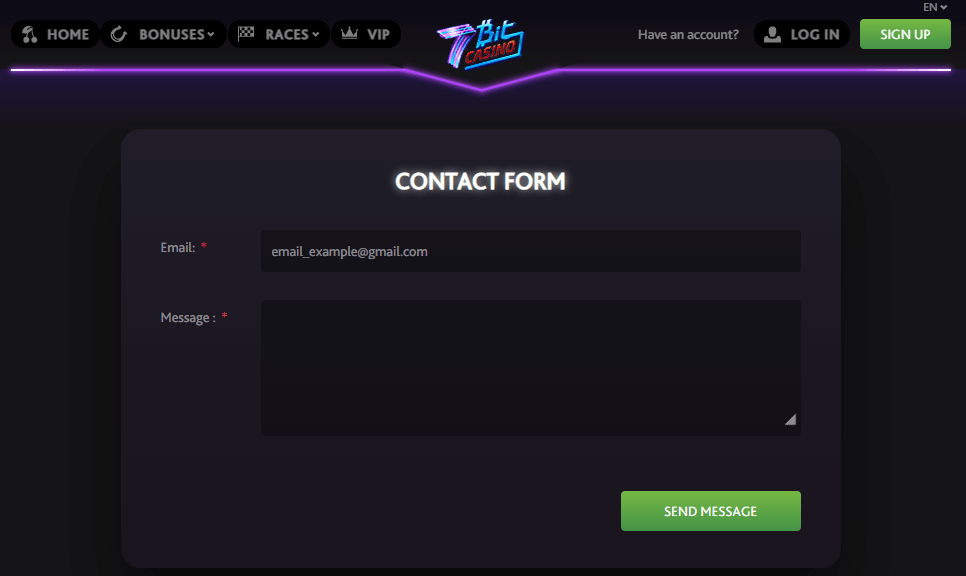 7BitCasino Contact Form