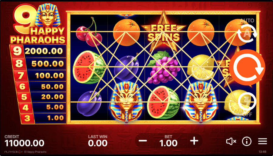 9 Happy Pharaohs Online Slots Game Reels