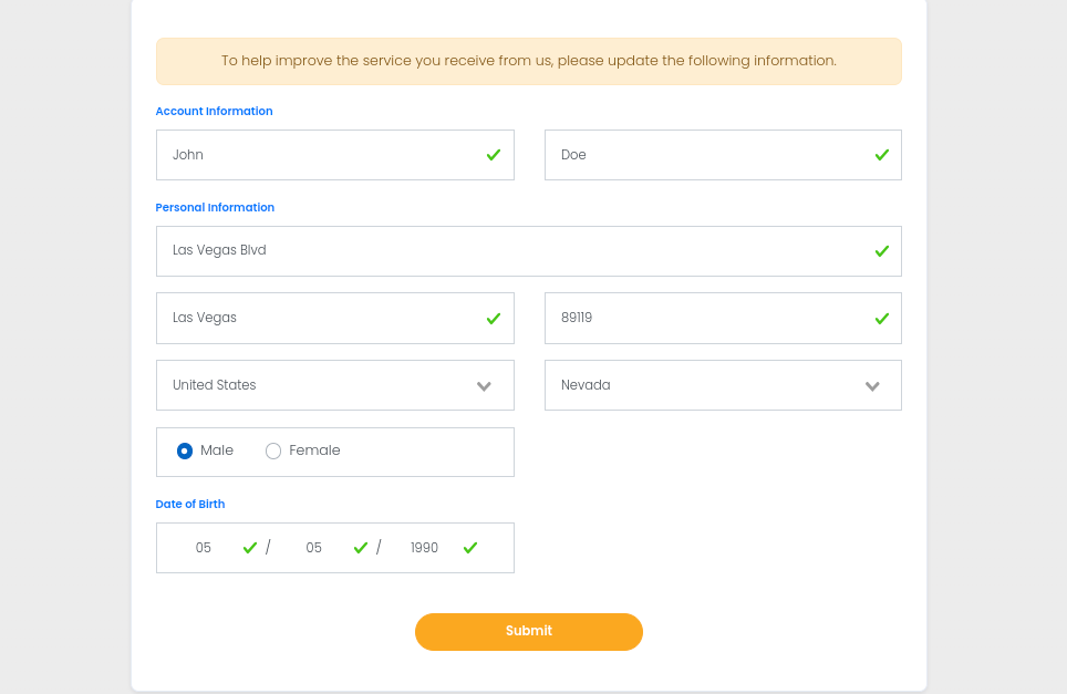 Inclave Casinos Account Information Update