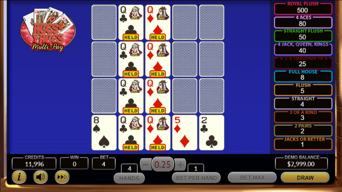 Aces and Faces Multi Pay Online Cards Game Cards