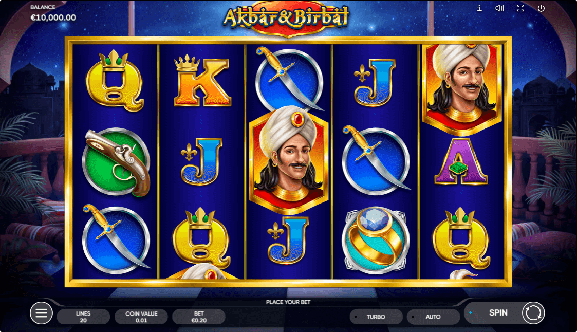 Akbar and Birbal Online Slots Game Reels