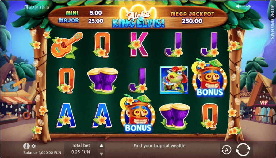 Aloha King Elvis online slot game reels