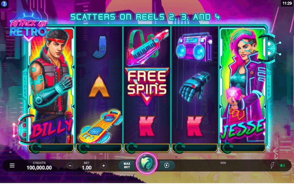 Attack On Retro Online Slot Game Reels