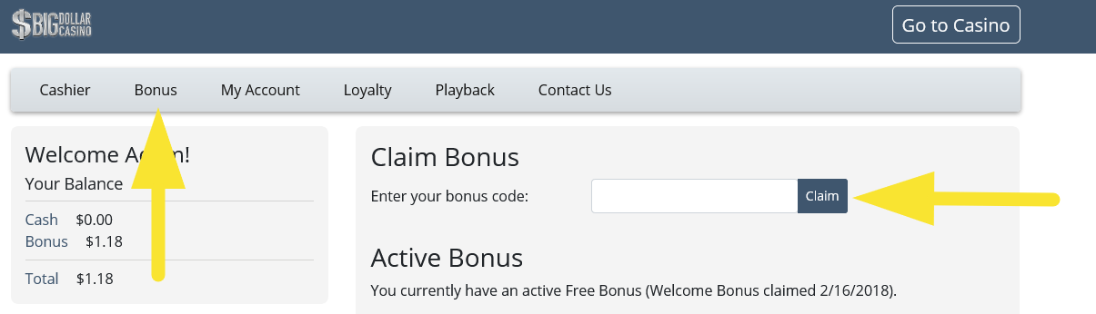 No deposit bonus codes big dollar casino free
