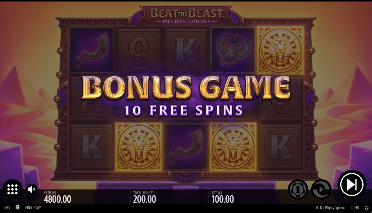 Thunderkick Beat the Beast: Mighty Sphinx Slot Free Spins Special Feature