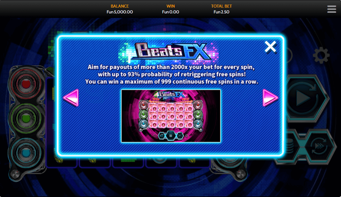 Beats EX Online Slots Game Features