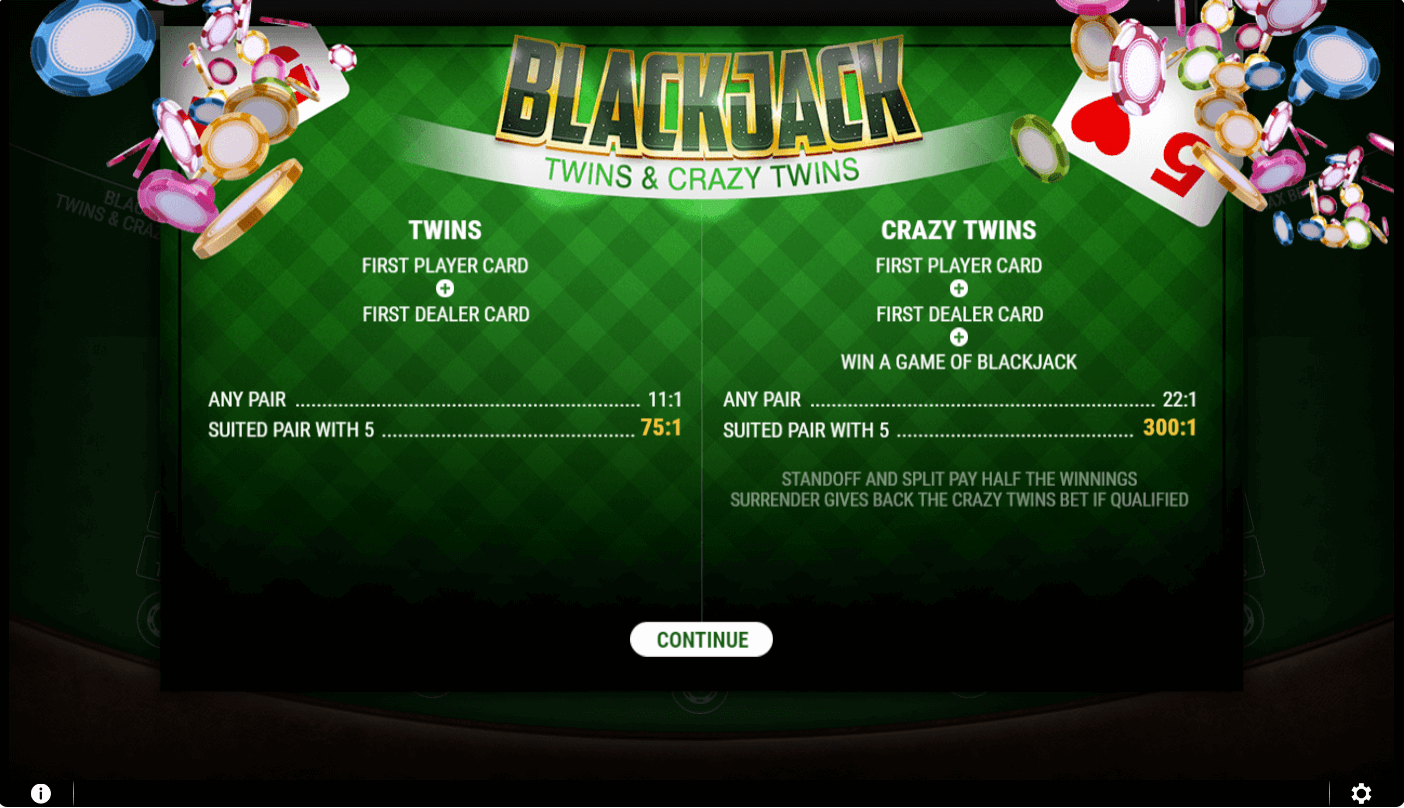 BlackJack Twins and Crazy Twins online blackjack game intro screen