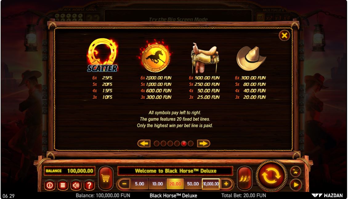 Black Horse Deluxe Online Slot Machine Paylines