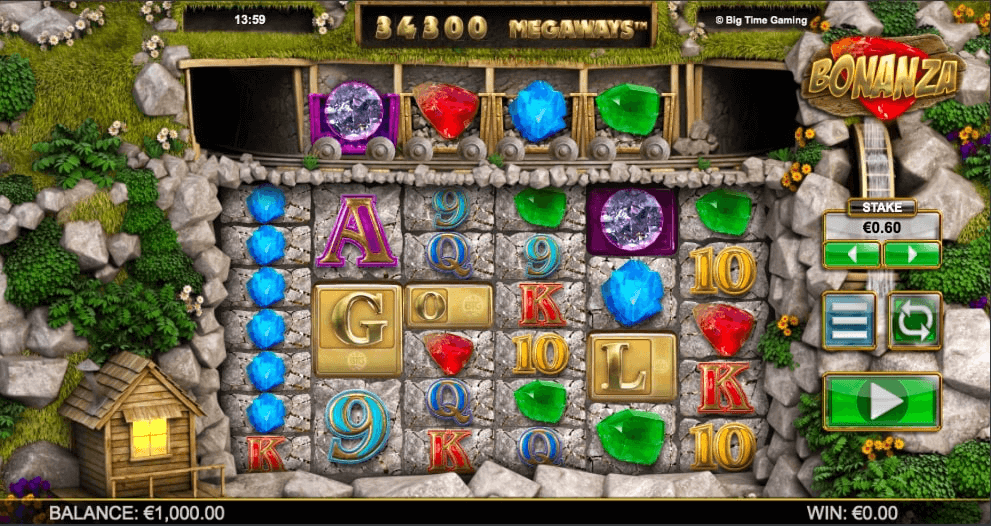 Bonanza Megaways Big Time Gaming online slot reels