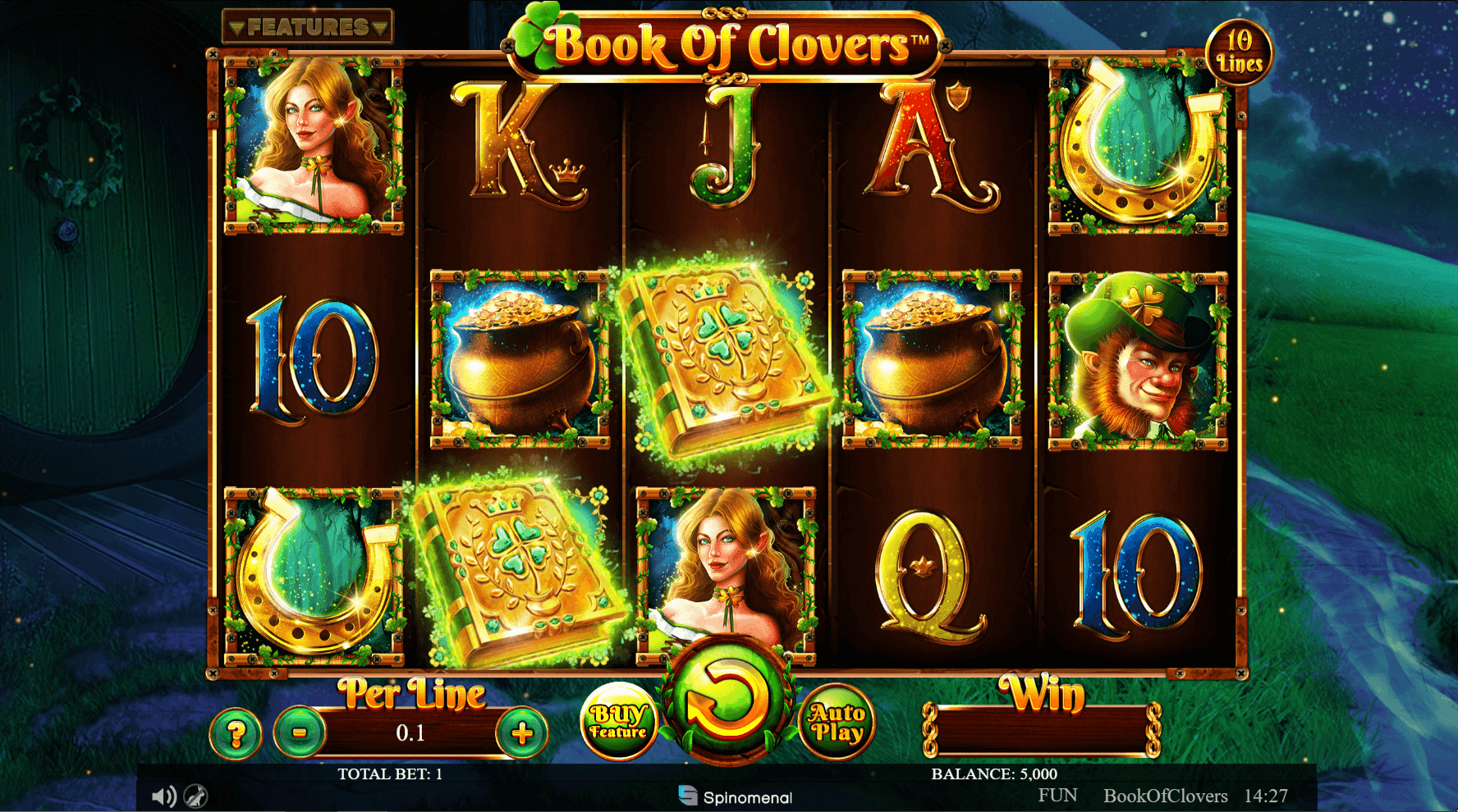 Book of Clovers slot user interface