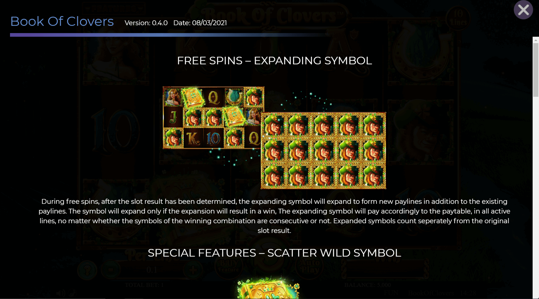 Book of Clovers expanding symbol 