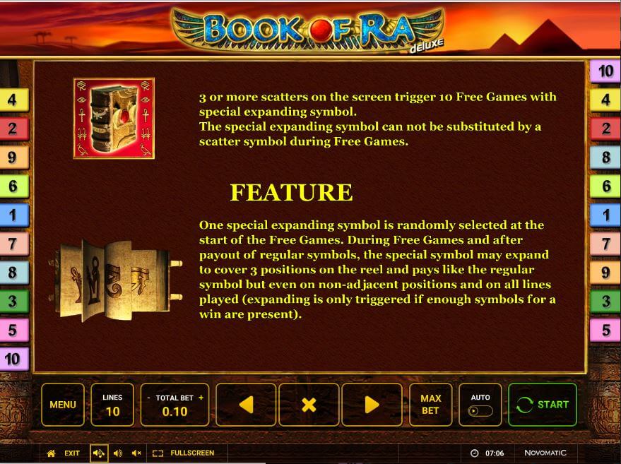 Novomatic Book of Ra Deluxe Online Slot Special Features Explained