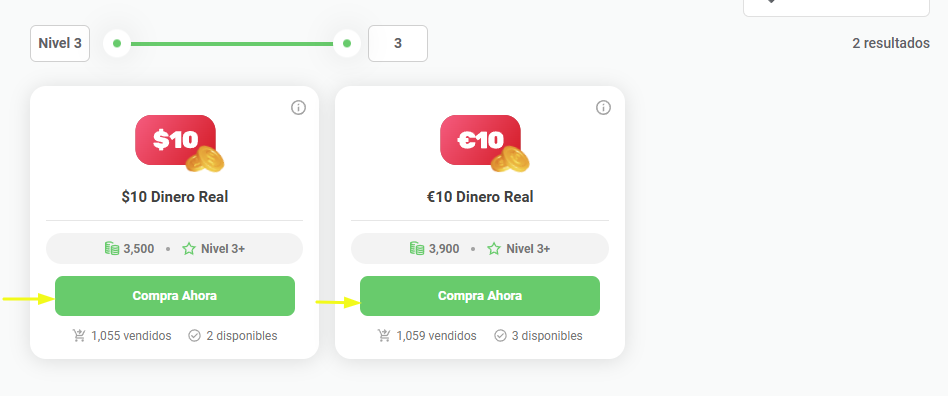 Boton Comprar ahora de Chipy artículos con dinero real