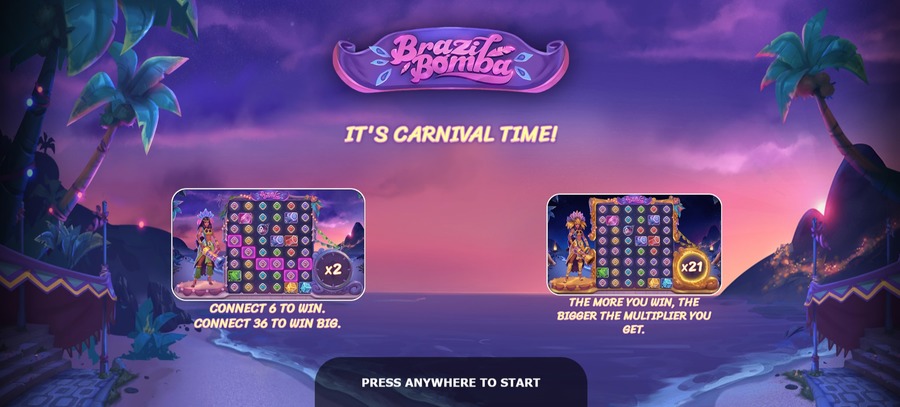 Brazil Bomba online slot game intro screen
