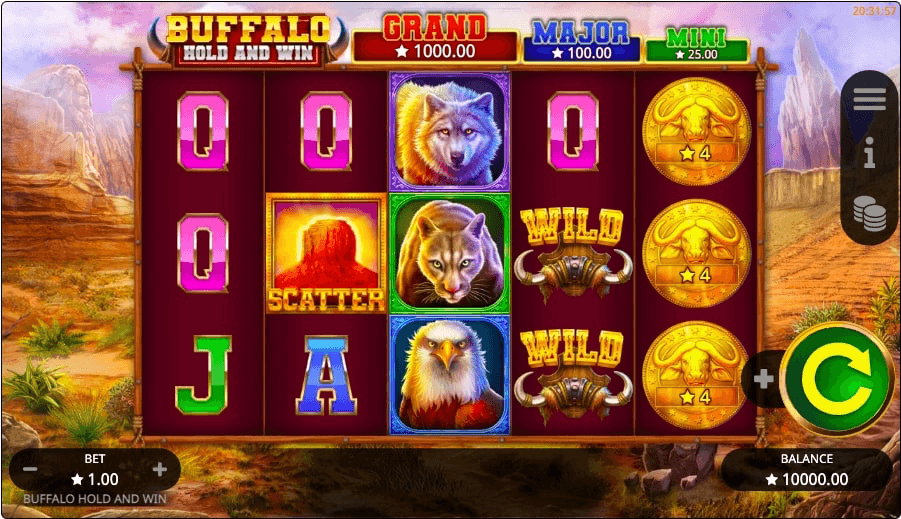 Buffalo Hold and Win online slot game reels