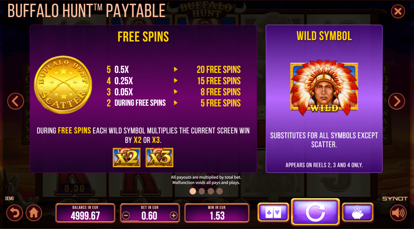 Buffalo Hunt online slot game bonus feature