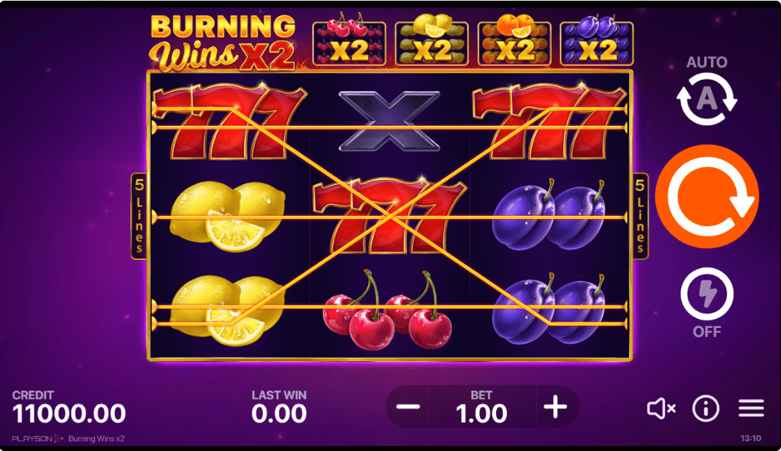 Burning Wins x2 Online Slots Game Reels