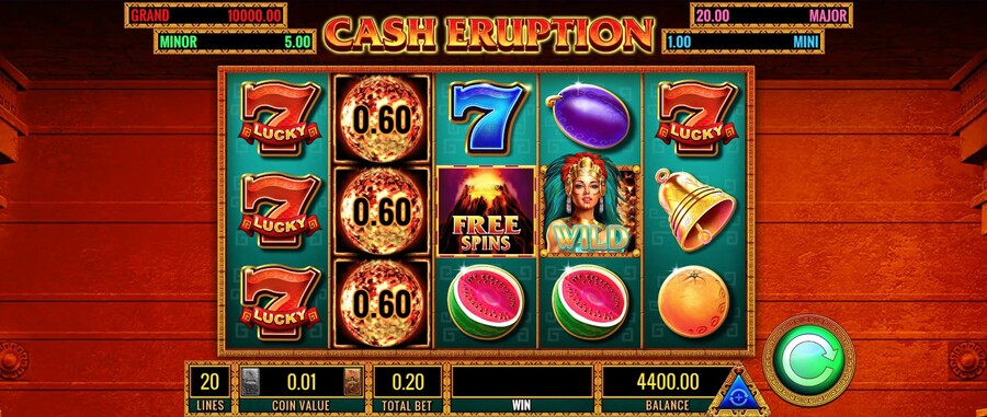Cash Eurption online slot game reels