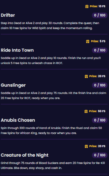 CazzyGames Casino Quests