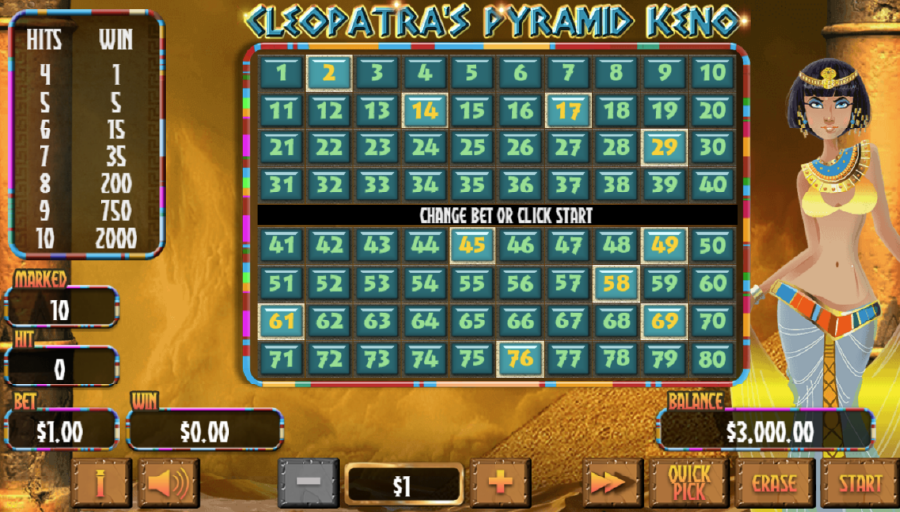 casinos keno pyramide de cleopatre 2